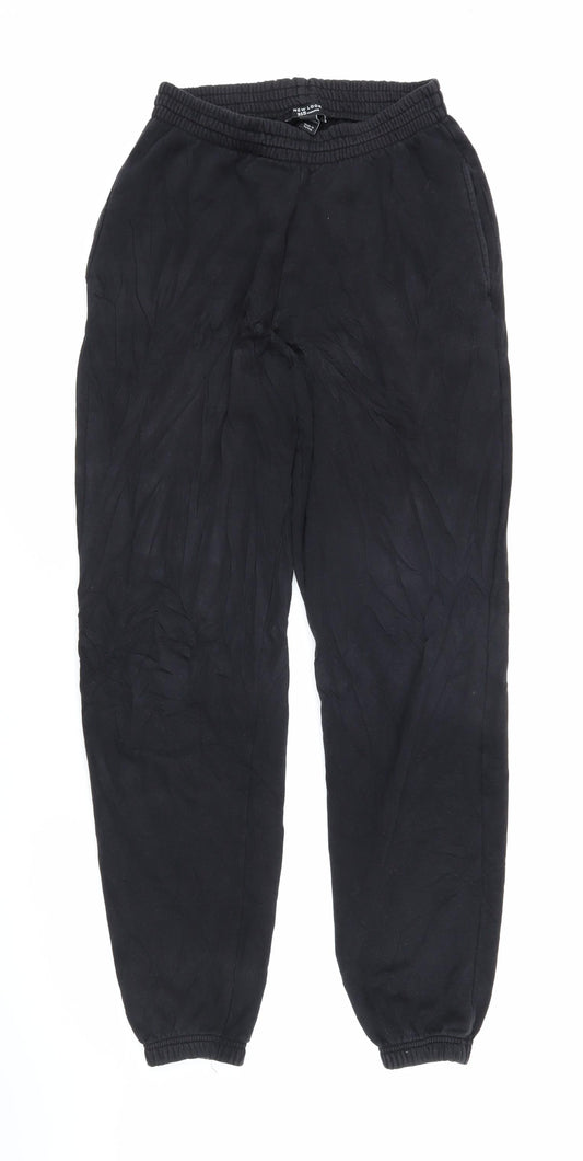 New Look Girls Black Cotton Jogger Trousers Size 14-15 Years L28.5 in Regular - Elasticated waist