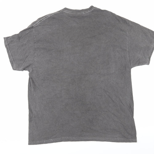 Boohoo Mens Grey Cotton T-Shirt Size M Round Neck - Lips