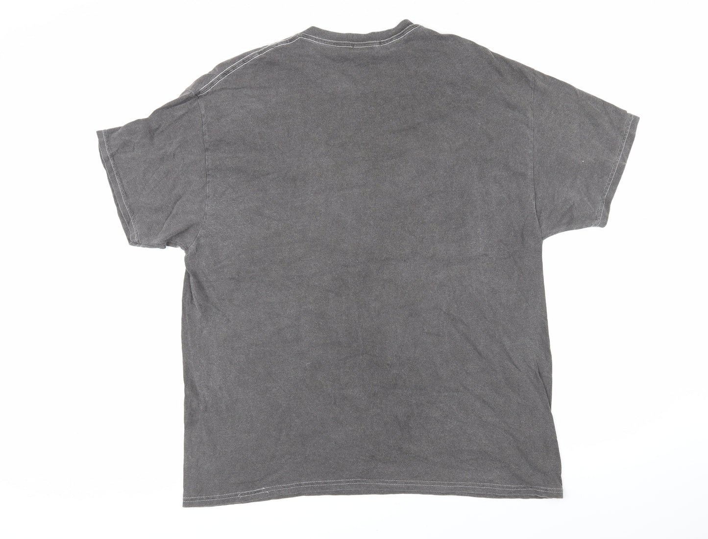 Boohoo Mens Grey Cotton T-Shirt Size M Round Neck - Lips
