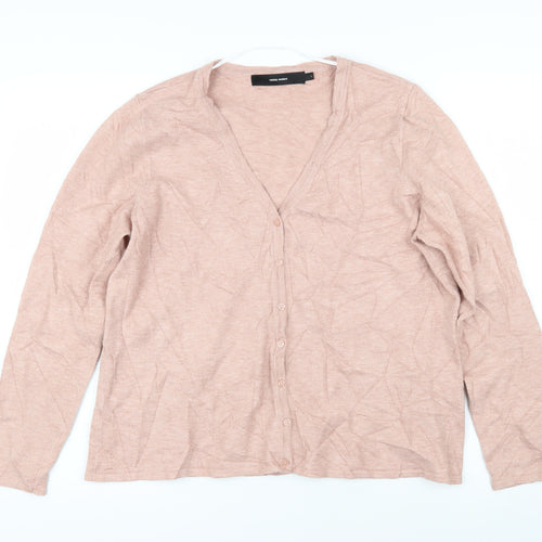 Vera Moda Womens Pink V-Neck Viscose Cardigan Jumper Size L