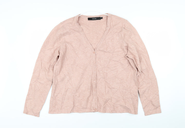 Vera Moda Womens Pink V-Neck Viscose Cardigan Jumper Size L