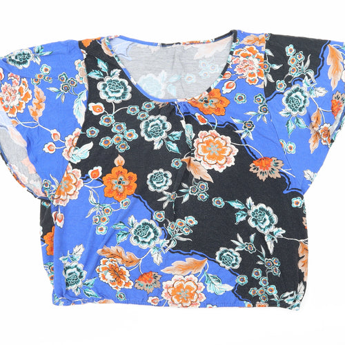 Wallis Womens Multicoloured Floral Viscose Tunic T-Shirt Size L Scoop Neck