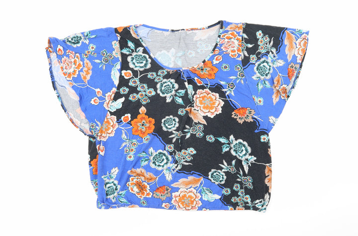 Wallis Womens Multicoloured Floral Viscose Tunic T-Shirt Size L Scoop Neck