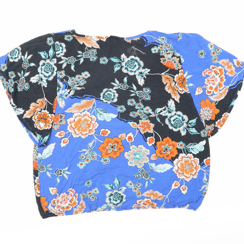 Wallis Womens Multicoloured Floral Viscose Tunic T-Shirt Size L Scoop Neck