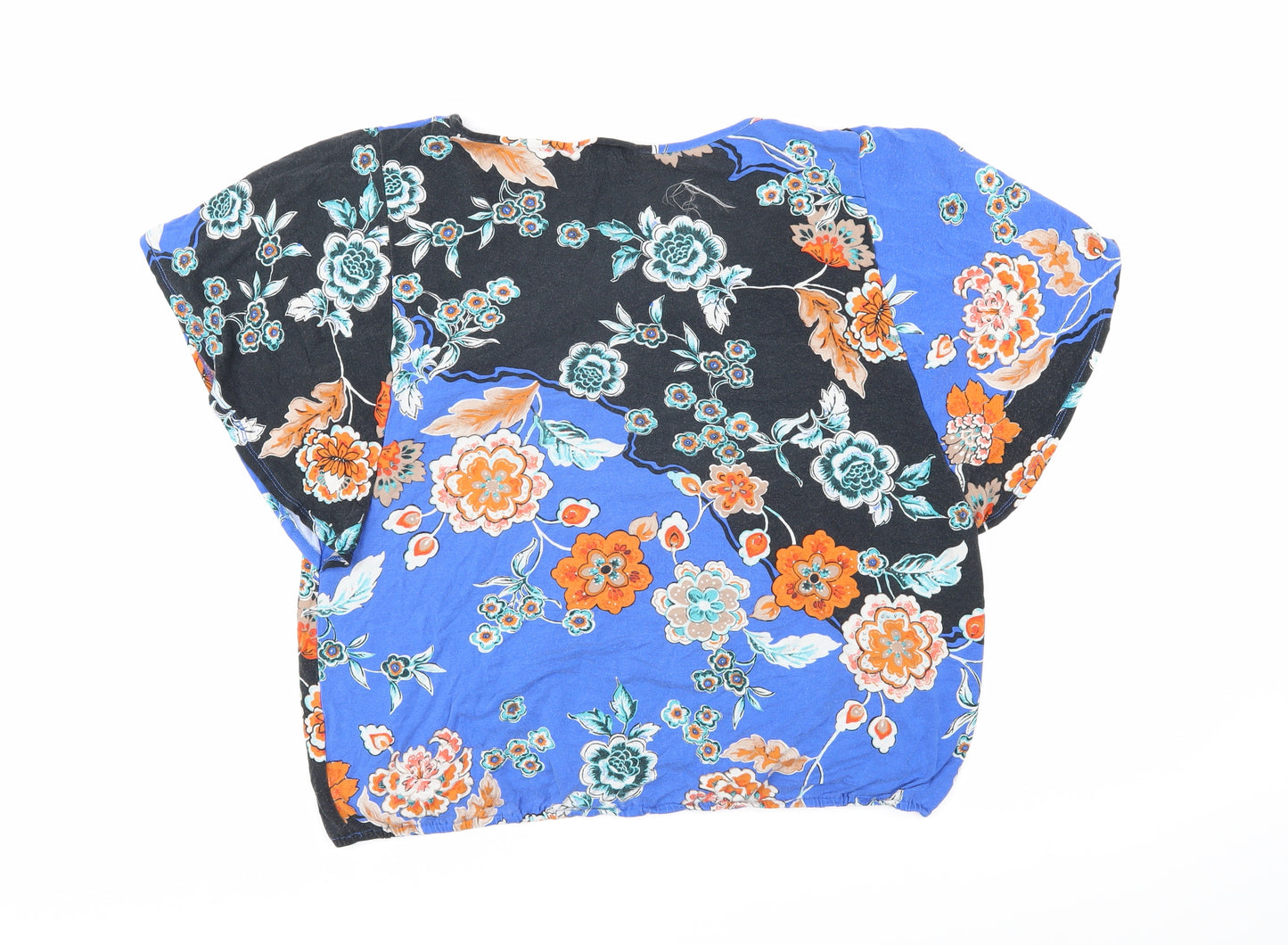 Wallis Womens Multicoloured Floral Viscose Tunic T-Shirt Size L Scoop Neck