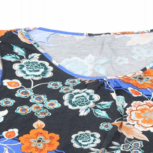 Wallis Womens Multicoloured Floral Viscose Tunic T-Shirt Size L Scoop Neck