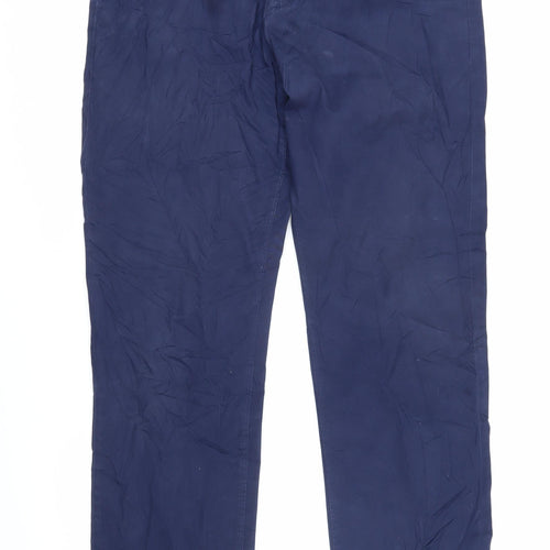 John Lewis Womens Blue Cotton Trousers Size 34 L29.5 in Regular Zip