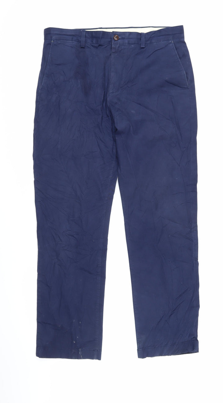 John Lewis Womens Blue Cotton Trousers Size 34 L29.5 in Regular Zip