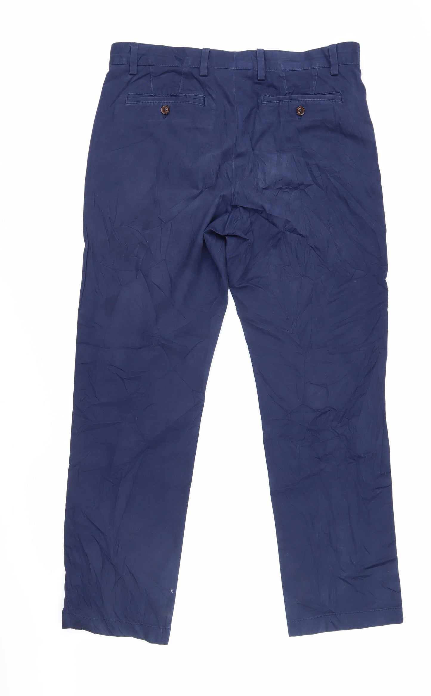 John Lewis Womens Blue Cotton Trousers Size 34 L29.5 in Regular Zip