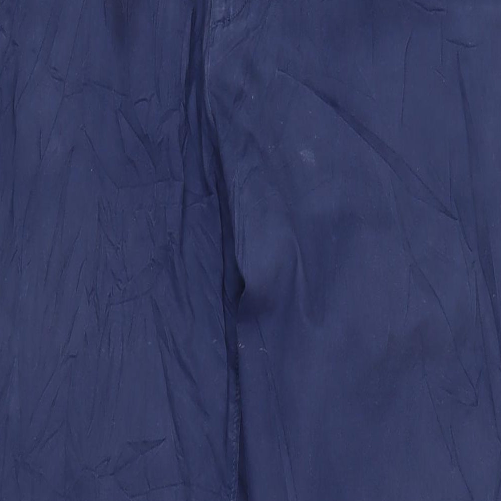 John Lewis Womens Blue Cotton Trousers Size 34 L29.5 in Regular Zip