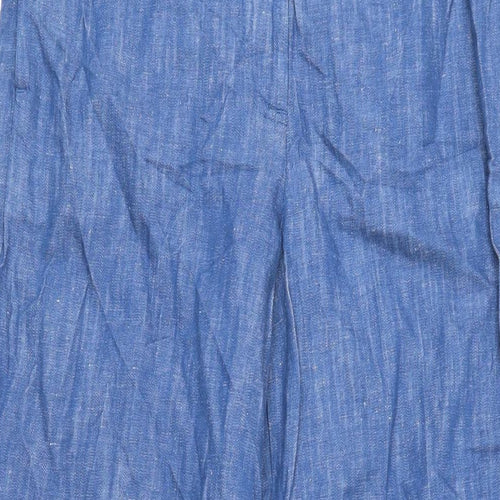 Marks and Spencer Womens Blue Cotton Trousers Size 8 L29 in Regular Zip