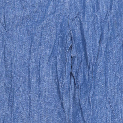 Marks and Spencer Womens Blue Cotton Trousers Size 8 L29 in Regular Zip