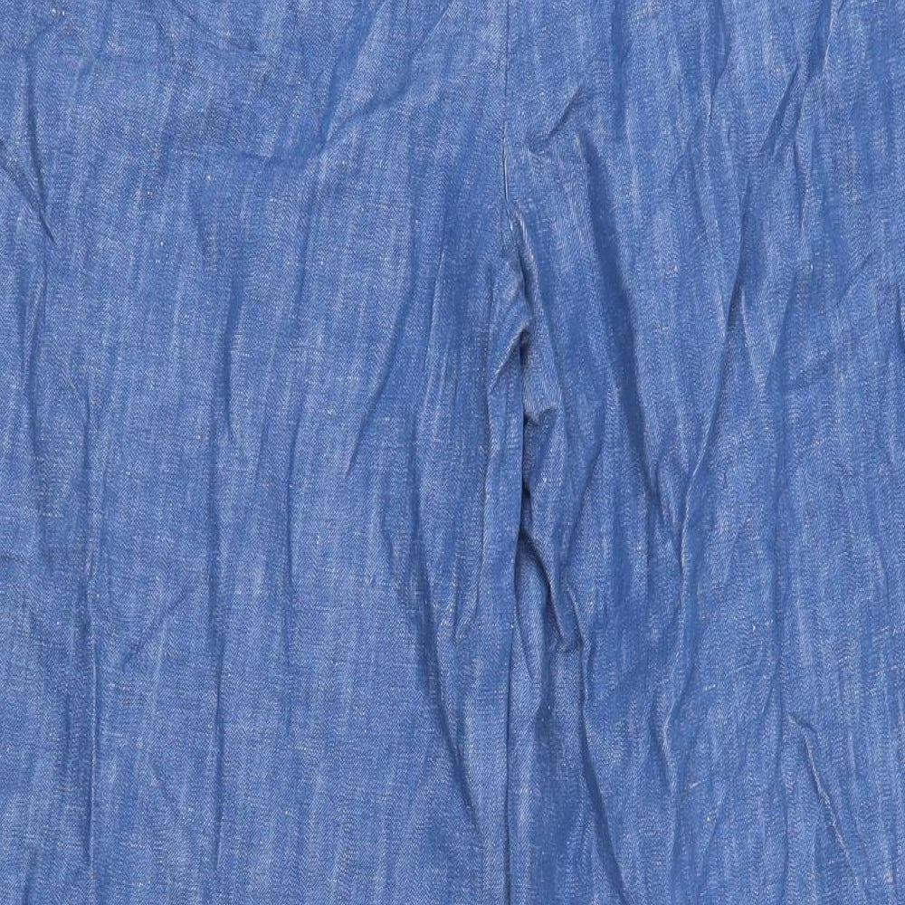 Marks and Spencer Womens Blue Cotton Trousers Size 8 L29 in Regular Zip