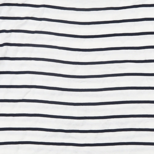 Marks and Spencer Womens Blue Striped Cotton Basic T-Shirt Size 14 Boat Neck