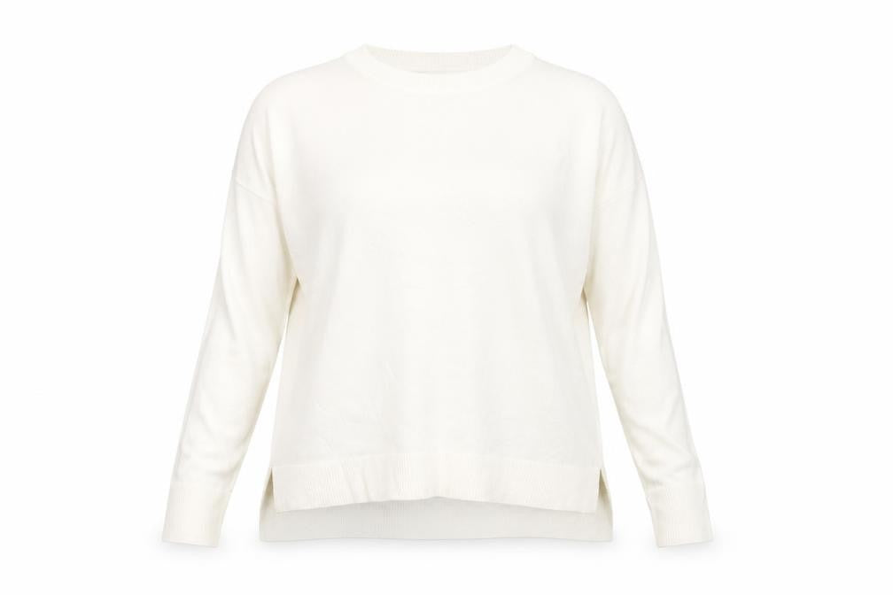 Front view of Dorothy Perkins women’s ivory boat neck viscose jumper, size UK 12