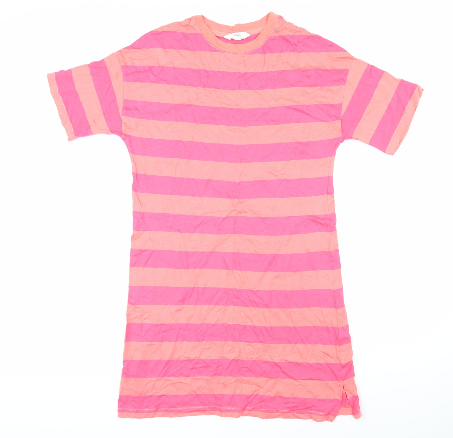 Marks and Spencer Womens Multicoloured Striped Modal Top Nightshirt Size S