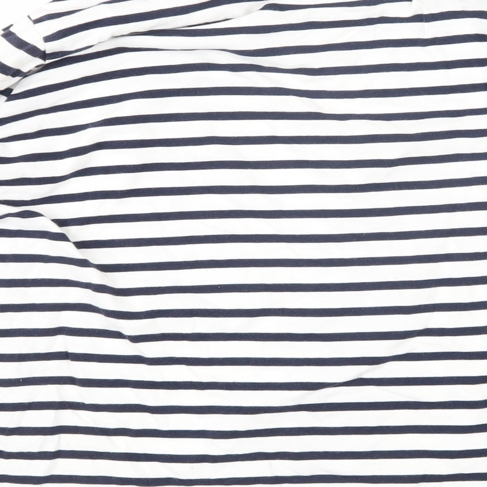 Marks and Spencer Womens Blue Striped 100% Cotton Basic T-Shirt Size 22 Boat Neck