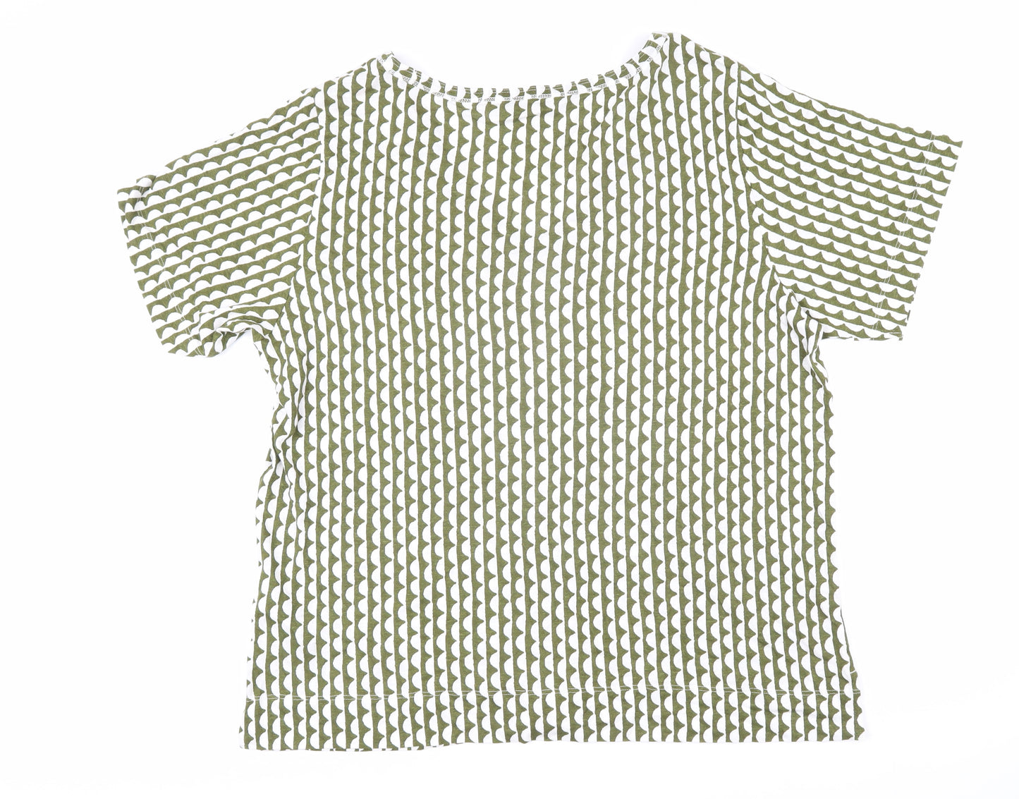 Marks and Spencer Womens Green Geometric Flax Tunic T-Shirt Size 16 V-Neck