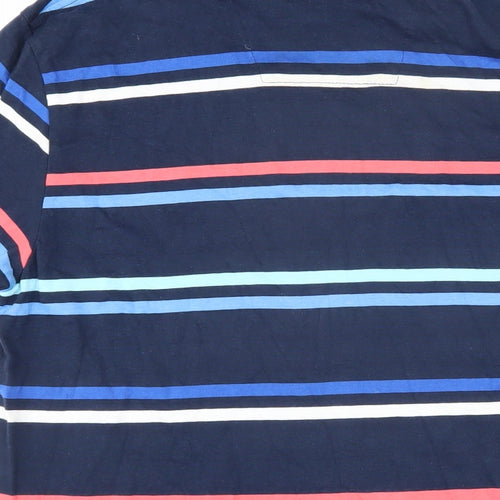 Alantic bay Mens Multicoloured Striped 100% Cotton Polo Size S Collared Button