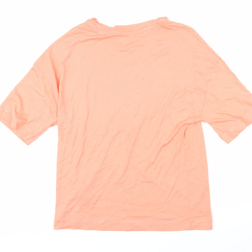 Marks & Spencer Womens Orange Modal Basic T-Shirt Size 8 Boat Neck