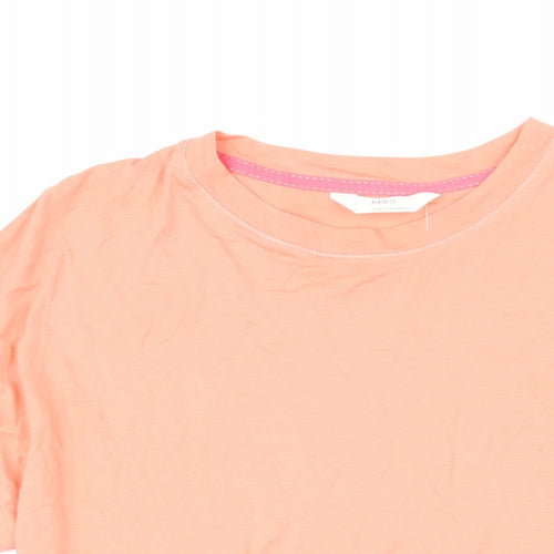 Marks & Spencer Womens Orange Modal Basic T-Shirt Size 8 Boat Neck