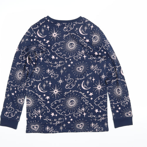 Marks and Spencer Girls Blue Geometric 100% Cotton Pullover Sweatshirt Size 11-12 Years Pullover - Moon & Stars