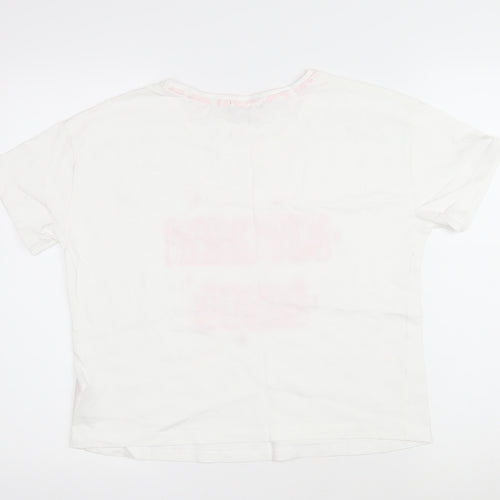 New Look Womens White 100% Cotton Basic T-Shirt Size S Scoop Neck - Kitchen Disco