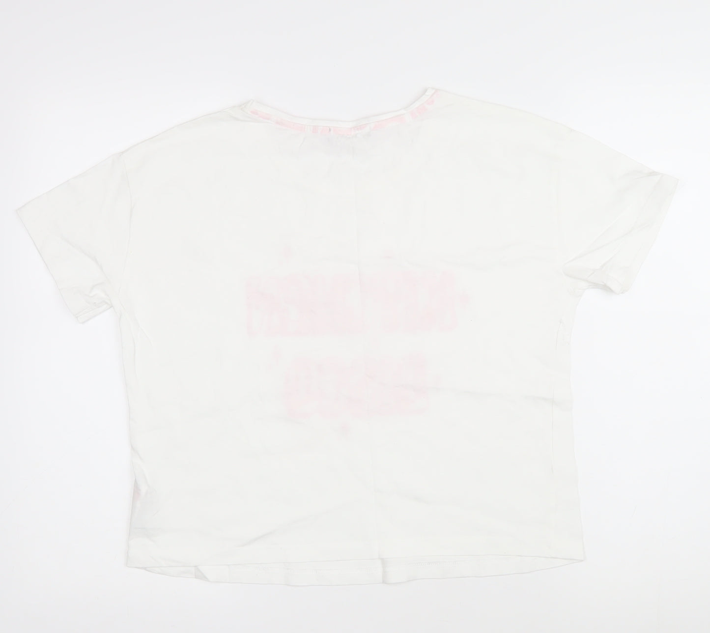 New Look Womens White 100% Cotton Basic T-Shirt Size S Scoop Neck - Kitchen Disco