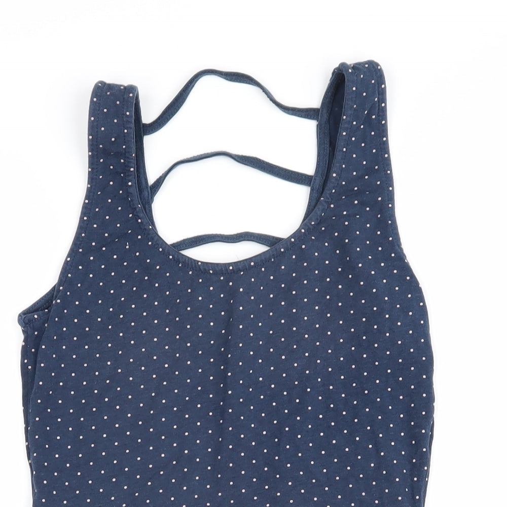 Bershka Womens Blue Polka Dot Cotton A-Line Size S Scoop Neck Pullover