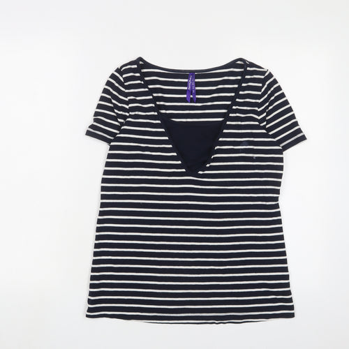 Seraphine Womens Blue Striped Viscose Basic T-Shirt Size XS V-Neck