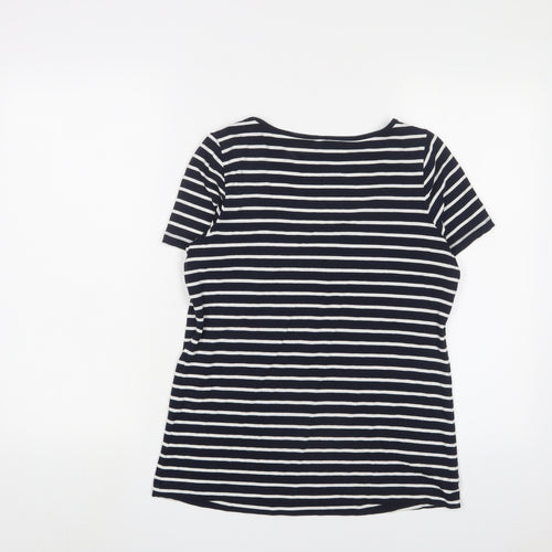 Seraphine Womens Blue Striped Viscose Basic T-Shirt Size XS V-Neck