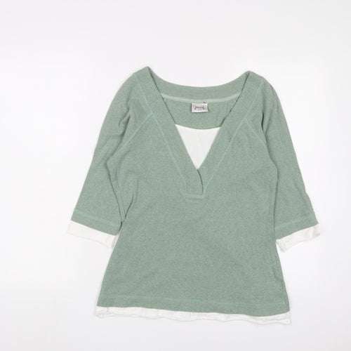 NEXT Womens Green Cotton Basic T-Shirt Size 18 V-Neck