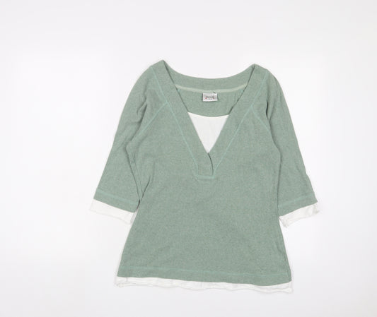 NEXT Womens Green Cotton Basic T-Shirt Size 18 V-Neck