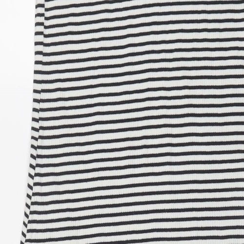 Marks and Spencer Womens White Striped Cotton Tank Dress Size 16 Crew Neck Button