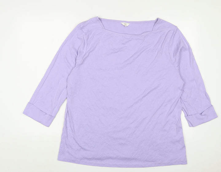 Cotton Traders Womens Purple Cotton Basic T-Shirt Size 24 Boat Neck