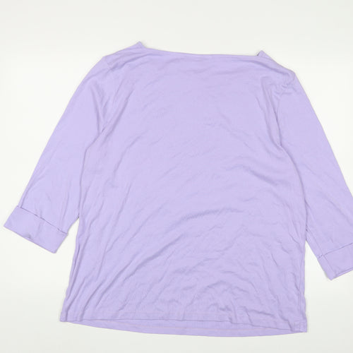 Cotton Traders Womens Purple Cotton Basic T-Shirt Size 24 Boat Neck