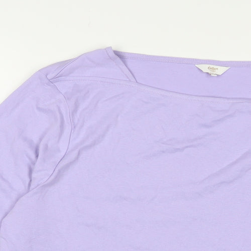 Cotton Traders Womens Purple Cotton Basic T-Shirt Size 24 Boat Neck