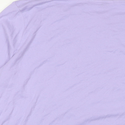 Cotton Traders Womens Purple Cotton Basic T-Shirt Size 24 Boat Neck