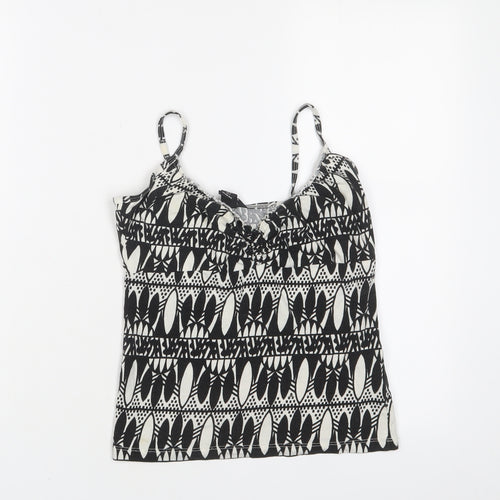 H&M Womens Black Geometric Cotton Camisole Tank Size S V-Neck