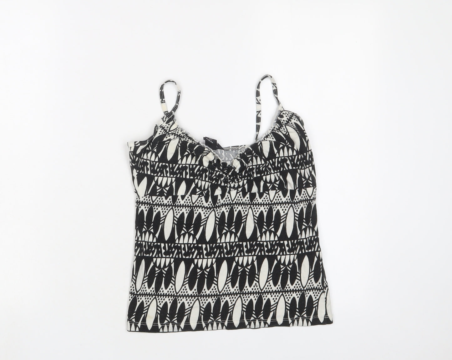 H&M Womens Black Geometric Cotton Camisole Tank Size S V-Neck
