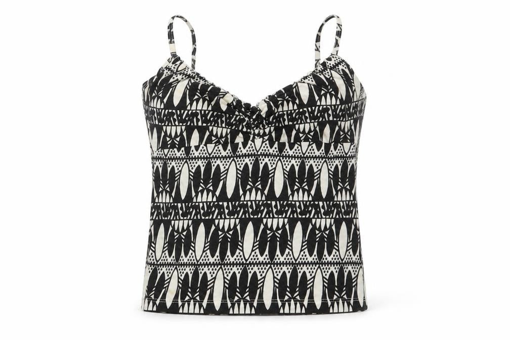 H&M Womens Black Geometric Cotton Camisole Tank Size S V-Neck