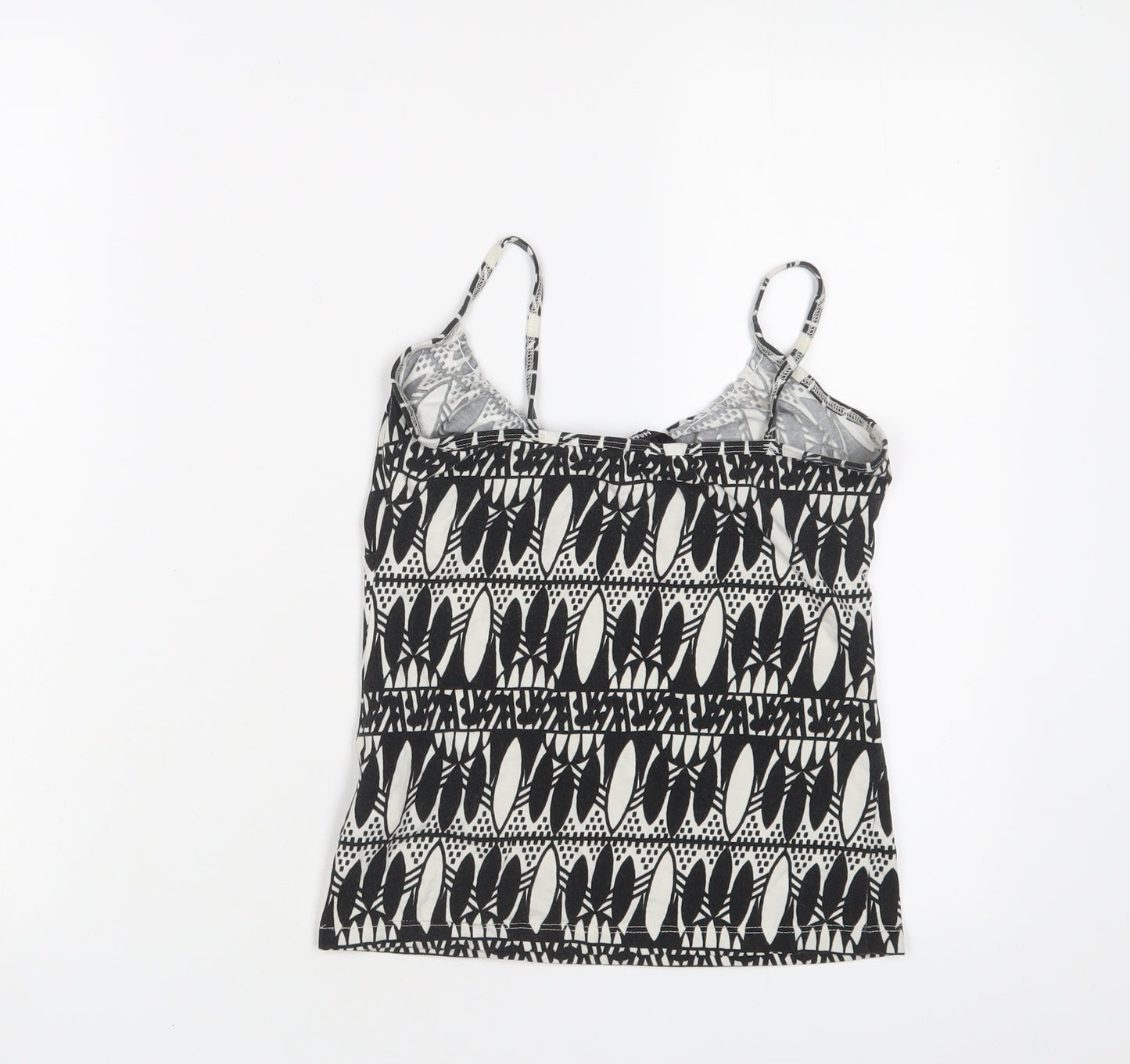 H&M Womens Black Geometric Cotton Camisole Tank Size S V-Neck