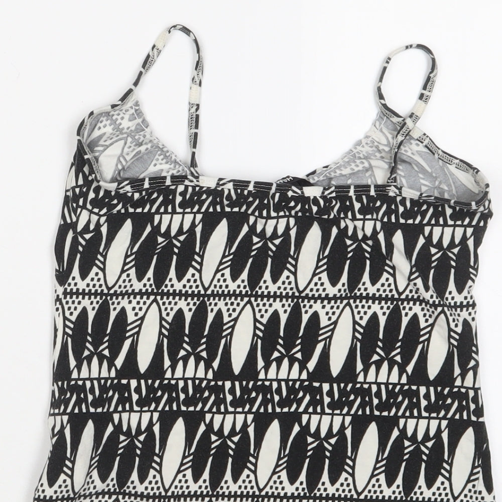 H&M Womens Black Geometric Cotton Camisole Tank Size S V-Neck