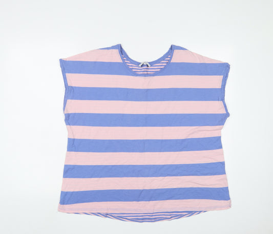 NEXT Womens Blue Striped Cotton Basic T-Shirt Size 16 Crew Neck