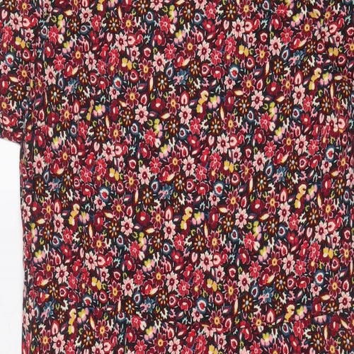 Marks and Spencer Womens Pink Floral Viscose A-Line Size 16 Boat Neck Pullover
