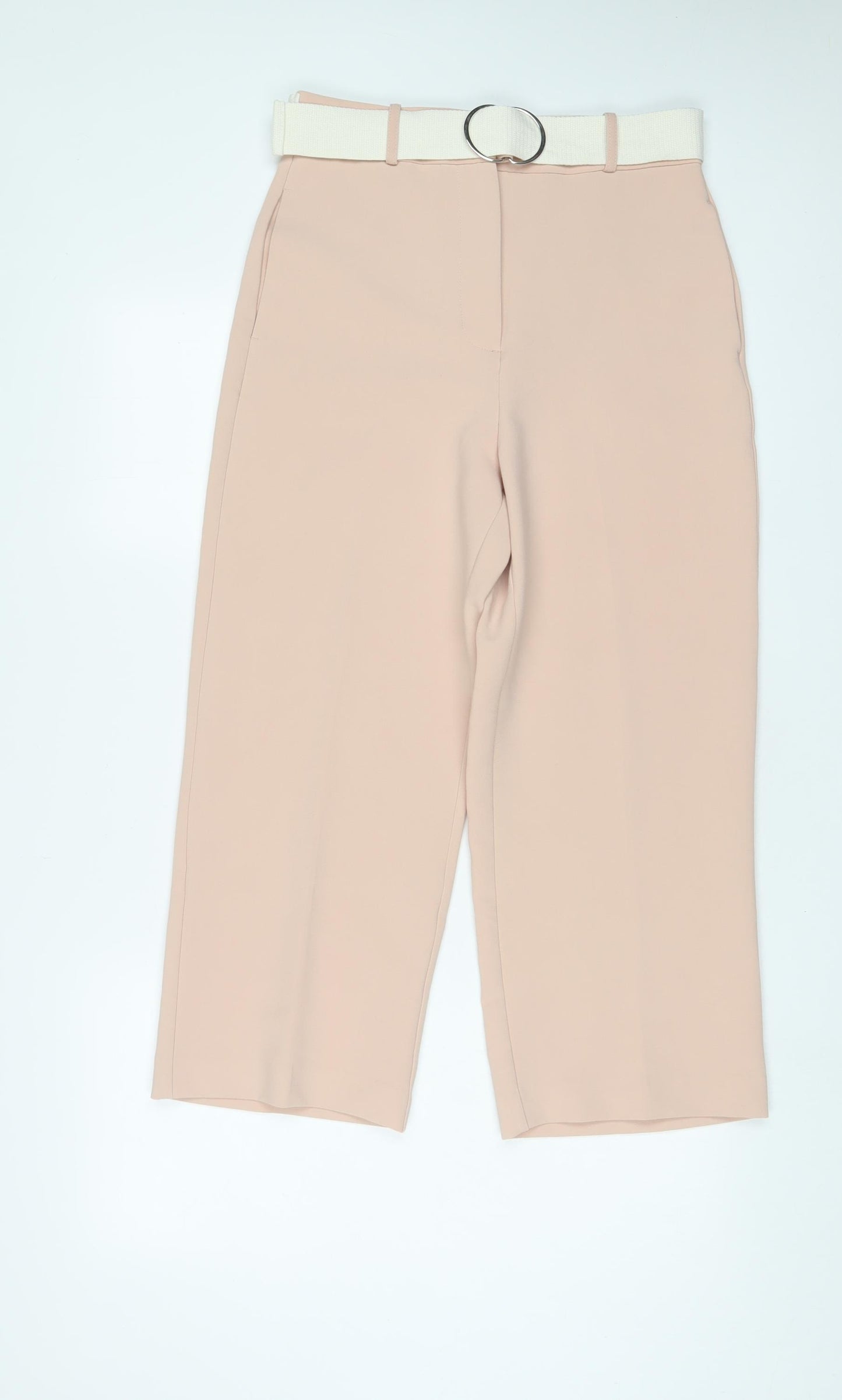 Zara Womens Blue Polyester Trousers Size S L24 in Regular Button - Belted