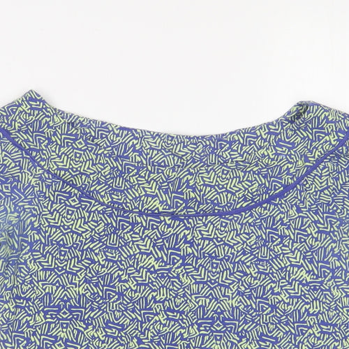 NEXT Womens Blue Geometric Cotton Basic T-Shirt Size 10 Boat Neck