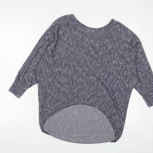 Apricot Womens Blue Crew Neck Acrylic Pullover Jumper Size S