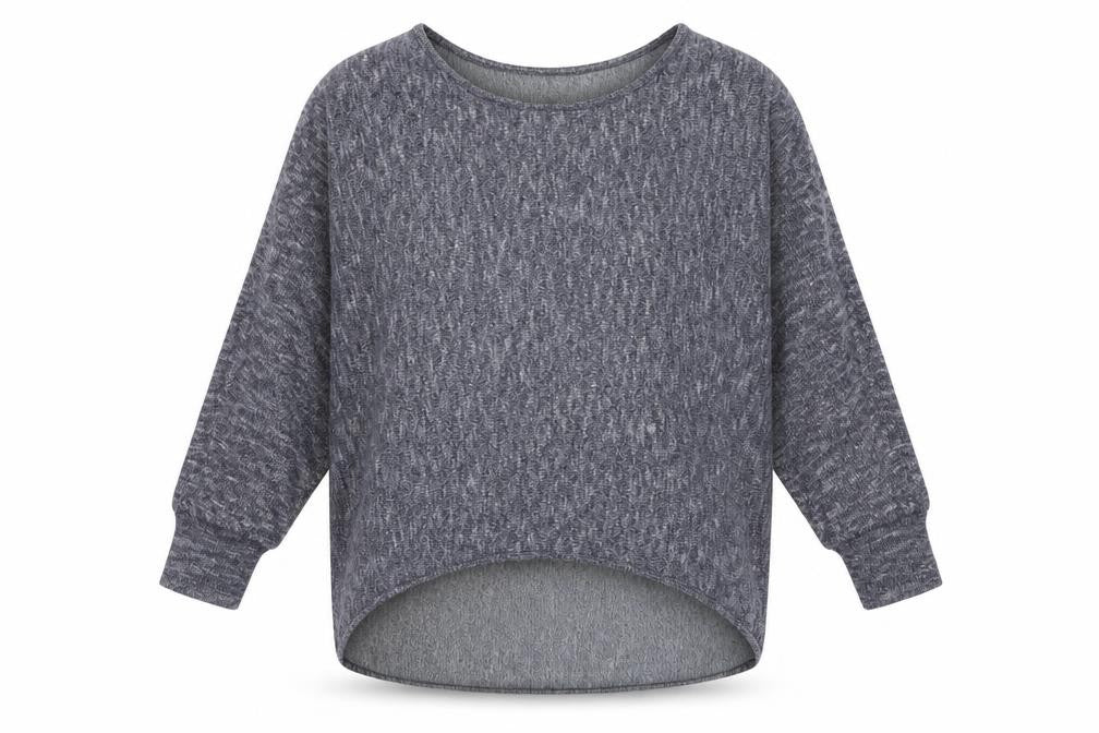 Front view of Apricot women’s blue crew neck acrylic jumper, size S