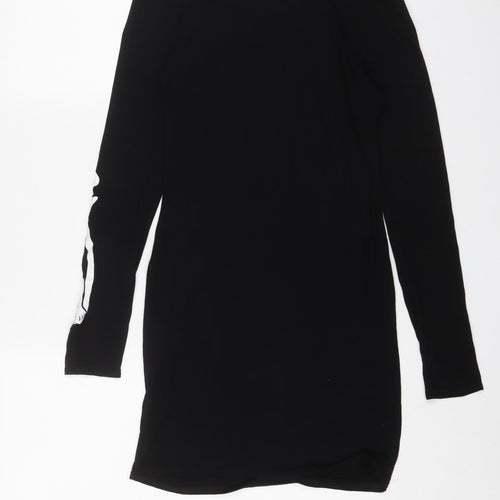 Boohoo Womens Black Viscose Bodycon Size 12 Boat Neck Pullover - Skeleton